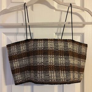 Urban Outfitters Brown and White Plaid Crop Top